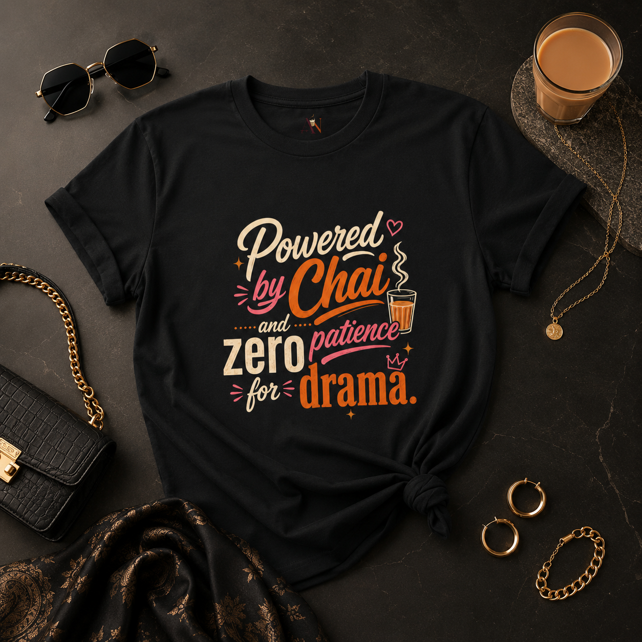 “Powered by Chai” Oversized Graphic Tee