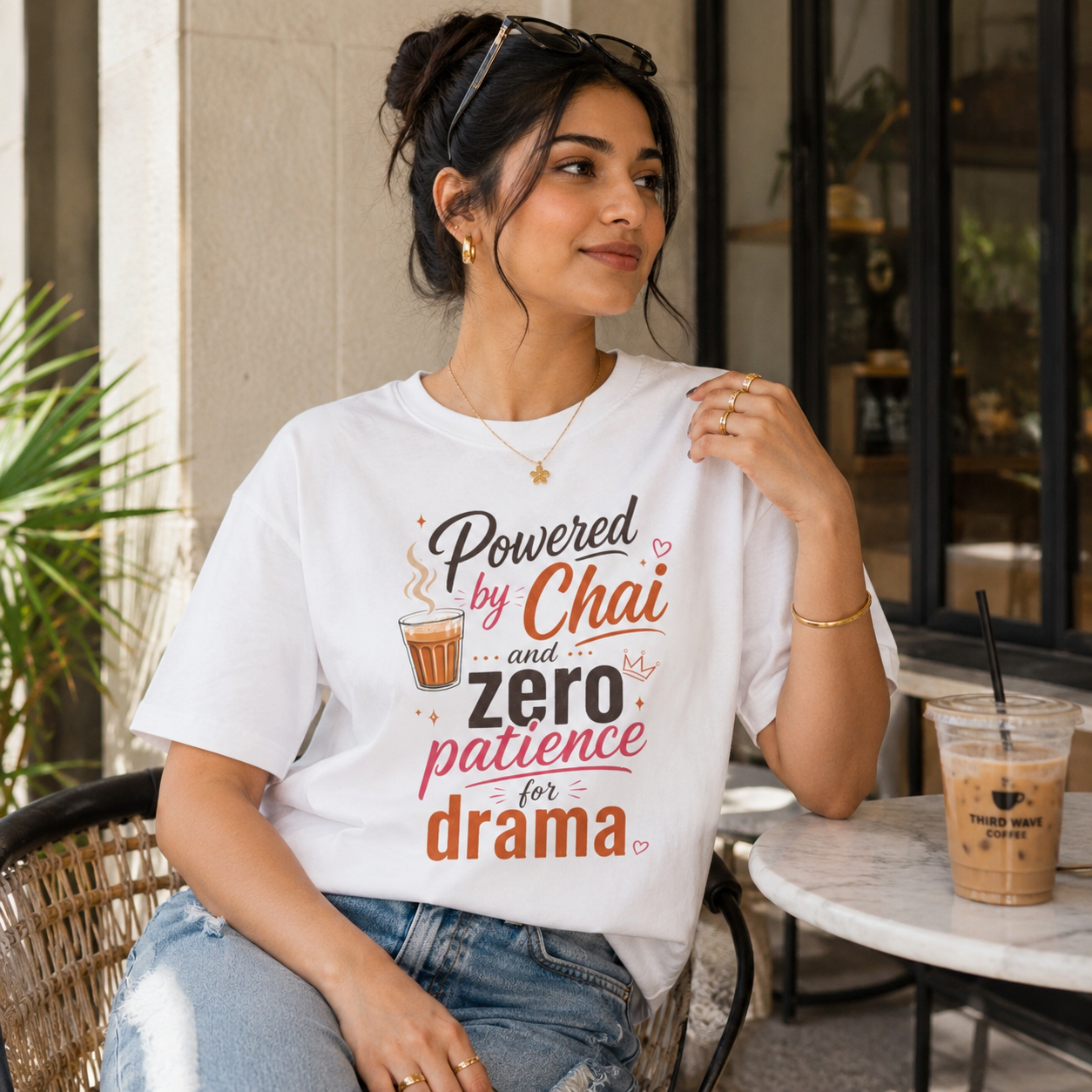 “Powered by Chai” Oversized Graphic Tee
