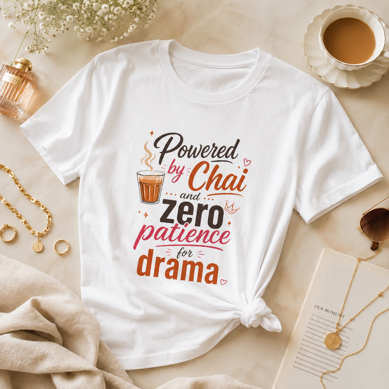 “Powered by Chai” Oversized Graphic Tee