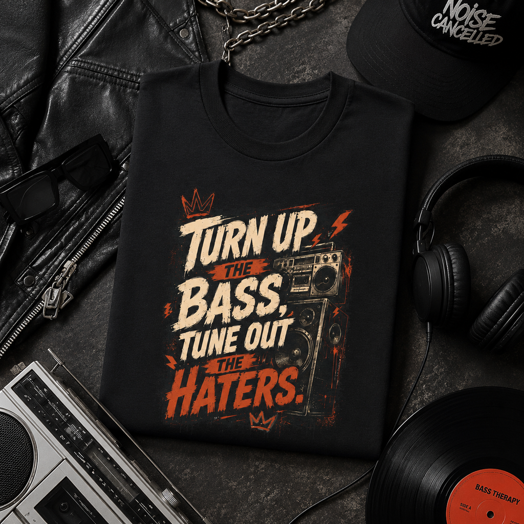 “Turn Up the Bass, Tune Out the Haters” Graphic Tee