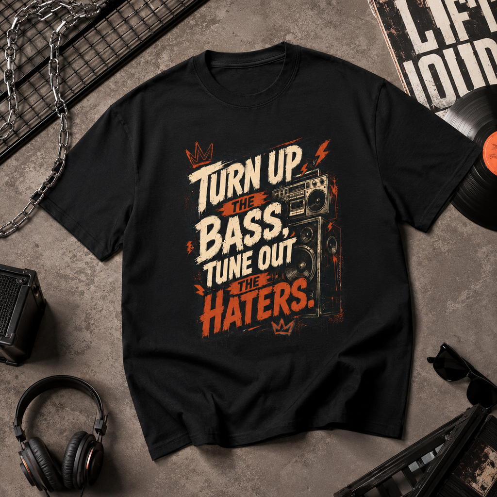 “Turn Up the Bass, Tune Out the Haters” Graphic Tee