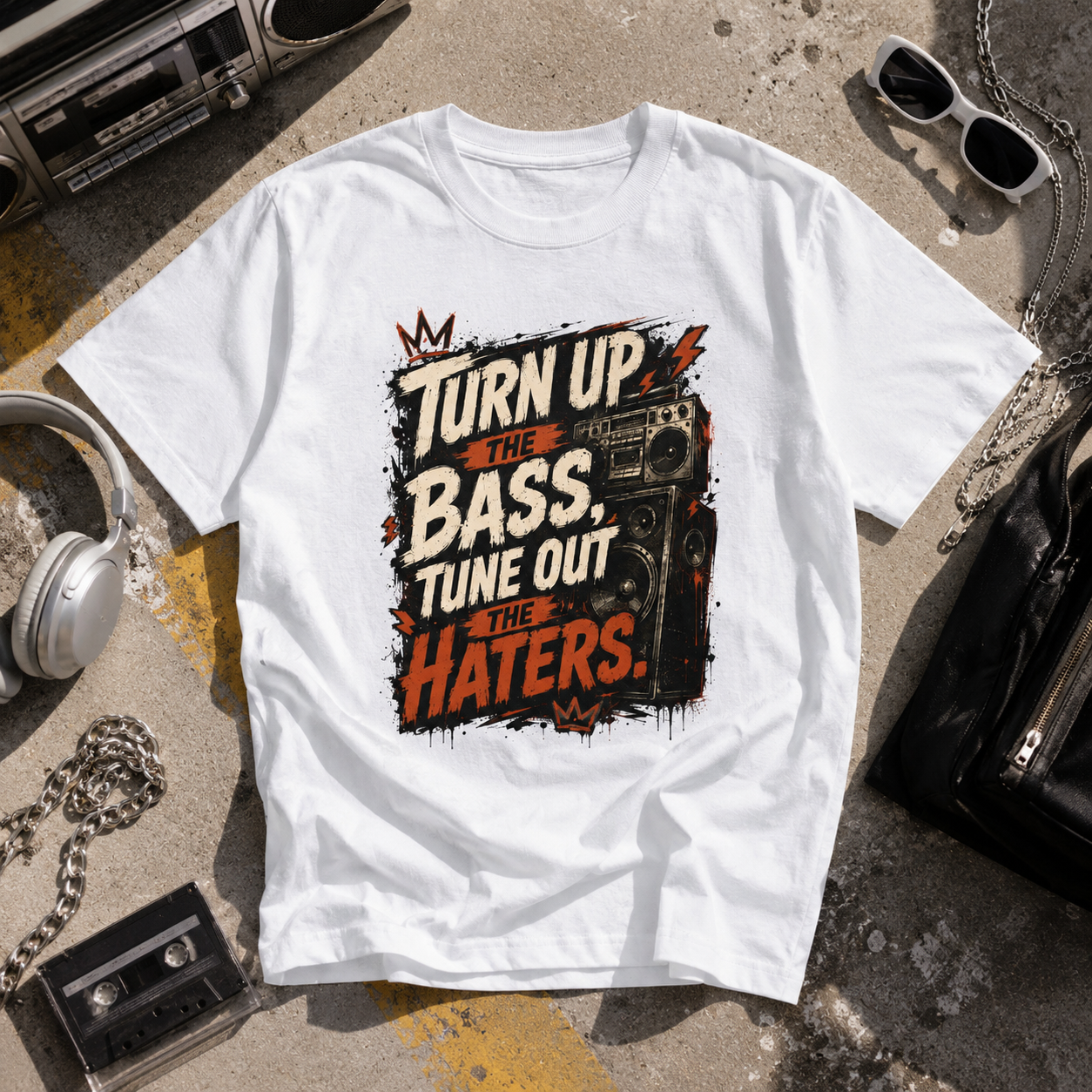 “Turn Up the Bass, Tune Out the Haters” Graphic Tee