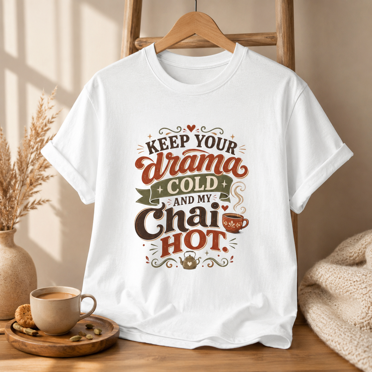 “Keep Your Drama Cold and My Chai Hot” Graphic Tee