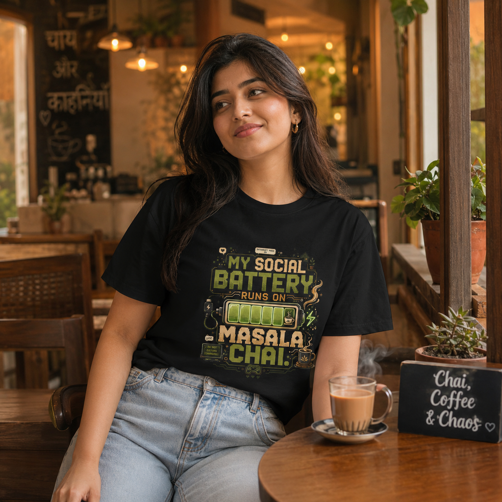 “My Social Battery Runs on Masala Chai” Graphic Tee