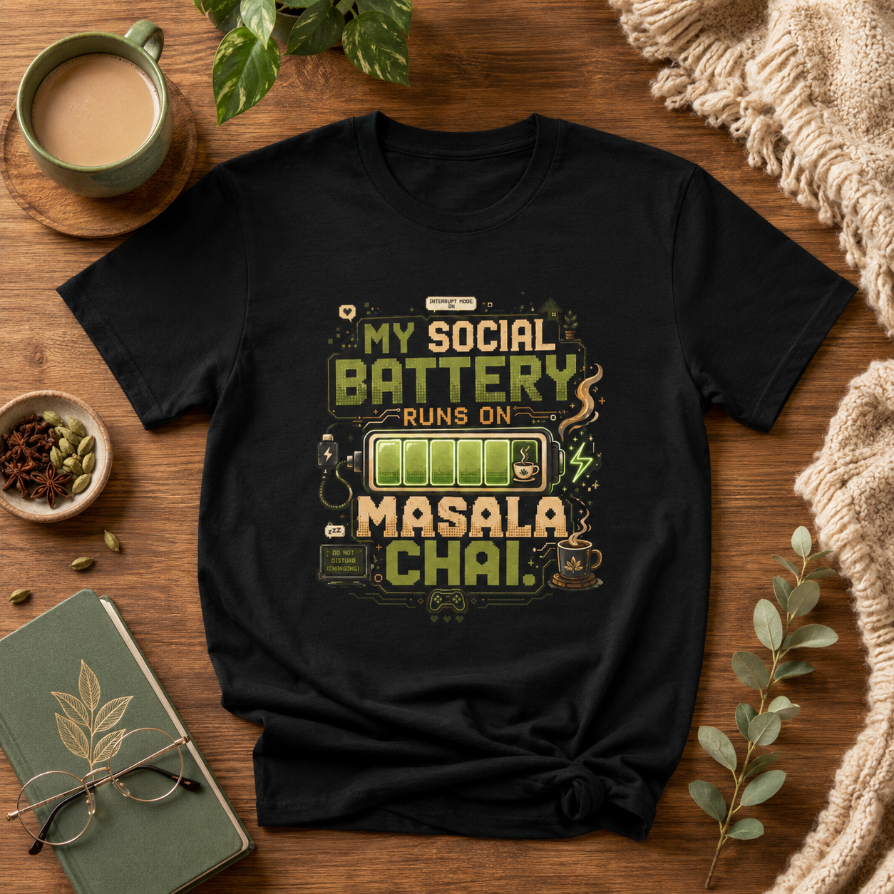 “My Social Battery Runs on Masala Chai” Graphic Tee