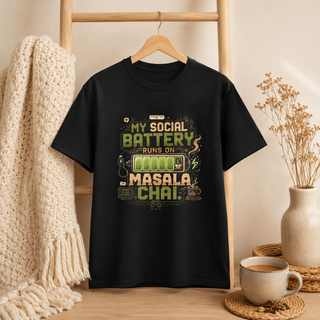 “My Social Battery Runs on Masala Chai” Graphic Tee