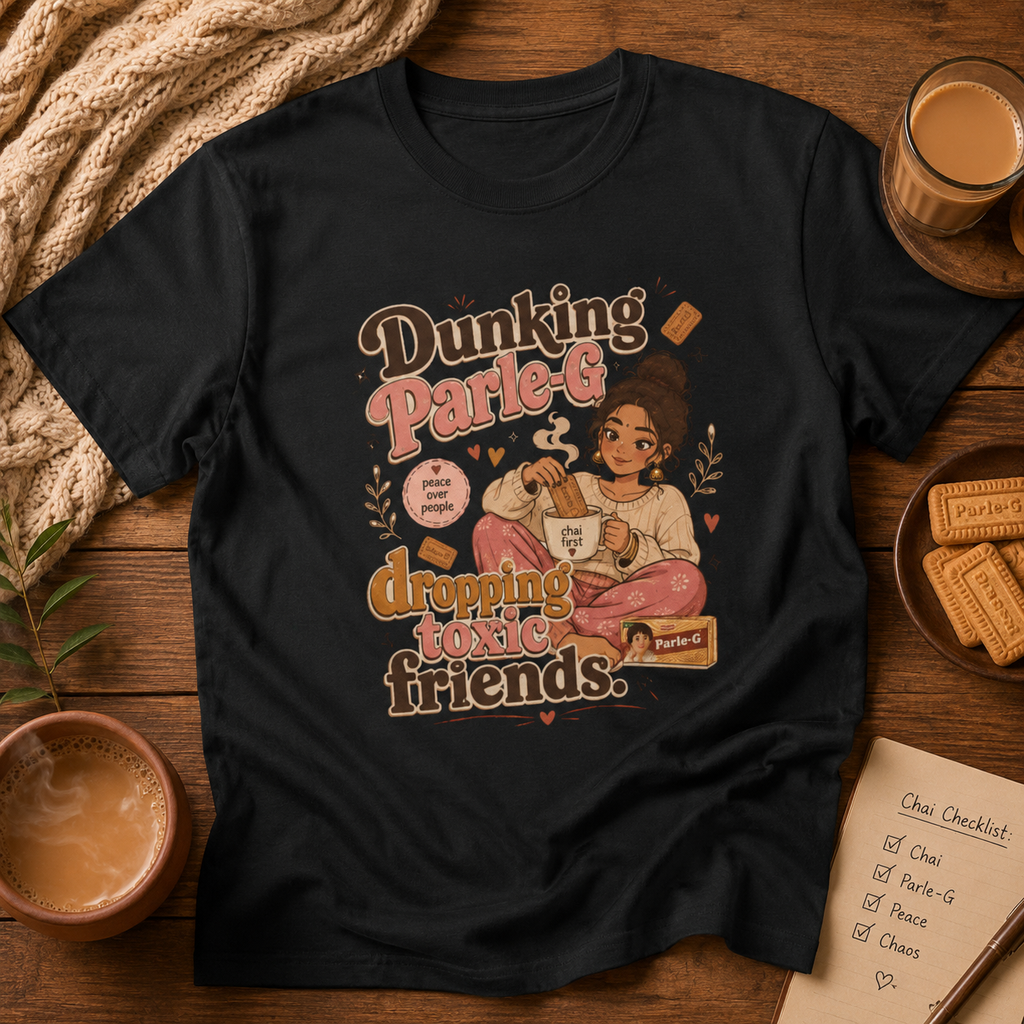 “Dunking Parle-G, Dropping Toxic Friends” Graphic Tee