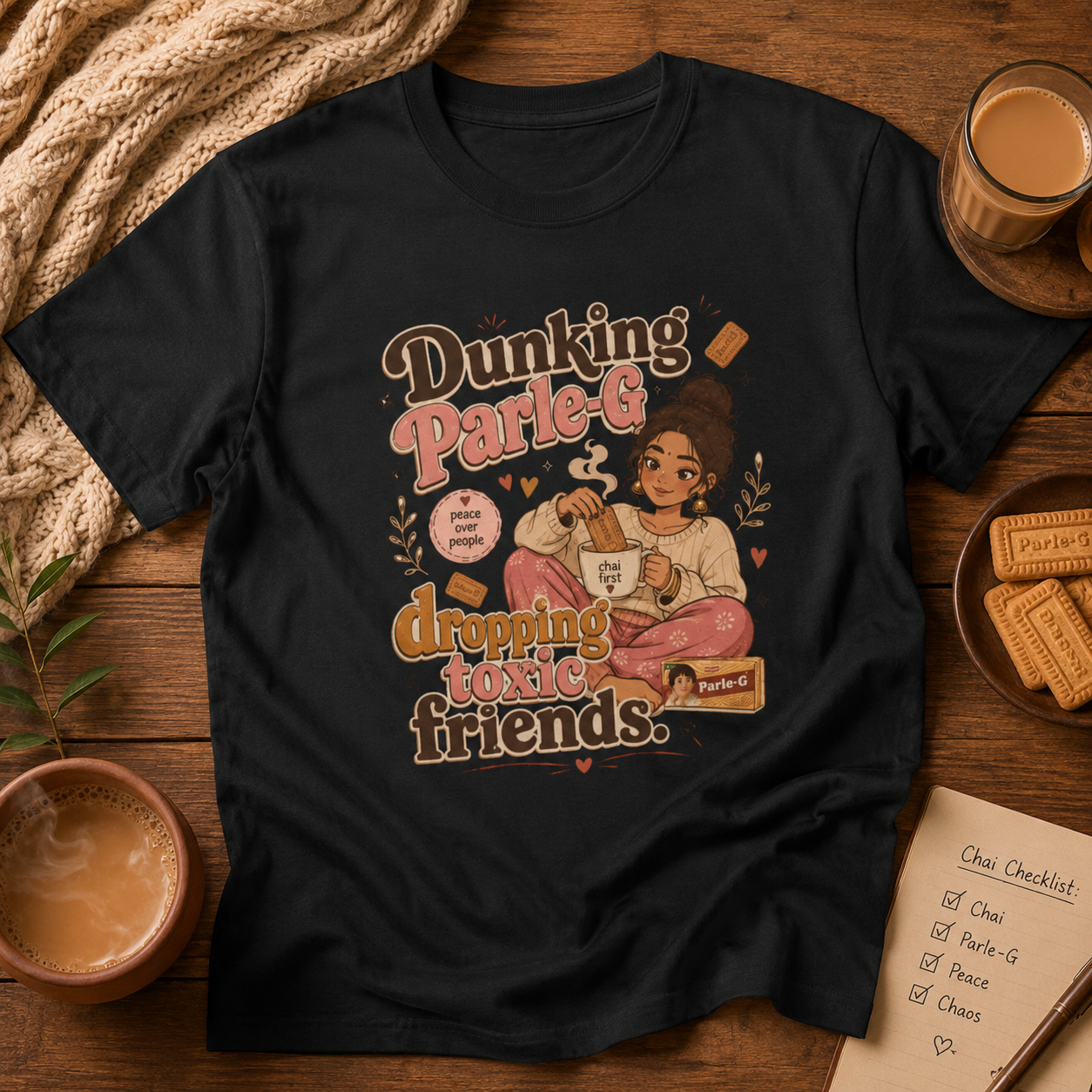 “Dunking Parle-G, Dropping Toxic Friends” Graphic Tee