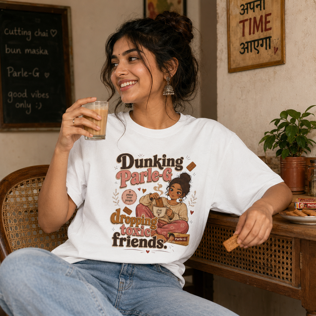 “Dunking Parle-G, Dropping Toxic Friends” Graphic Tee