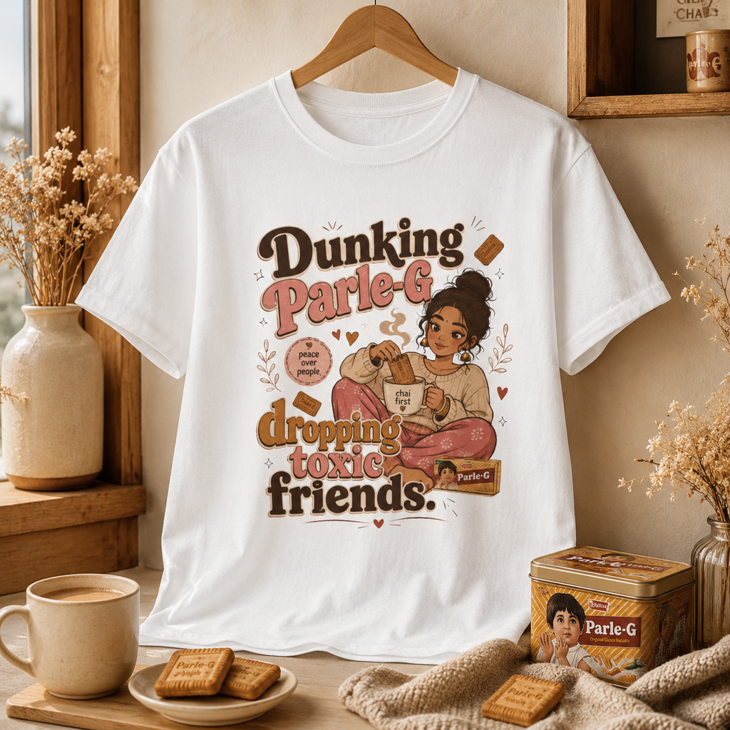 “Dunking Parle-G, Dropping Toxic Friends” Graphic Tee