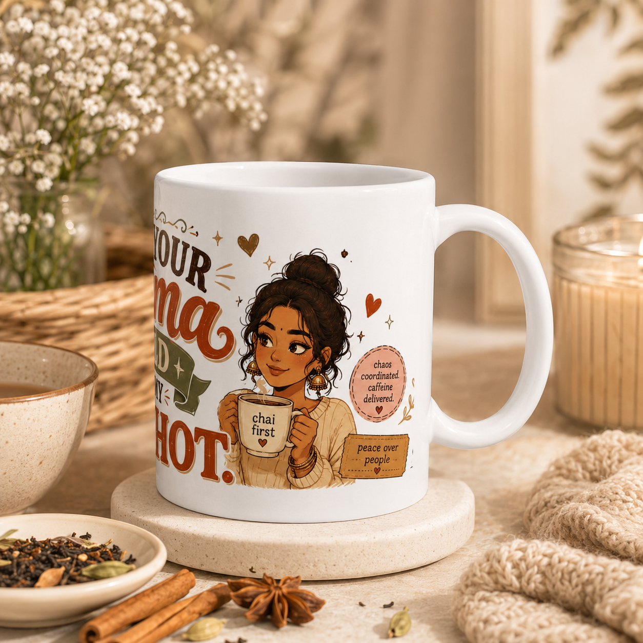 “Keep Your Drama Cold and My Chai Hot” Ceramic Mug