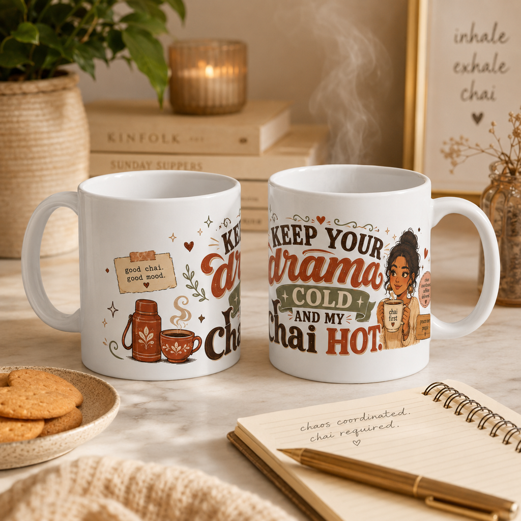 “Keep Your Drama Cold and My Chai Hot” Ceramic Mug