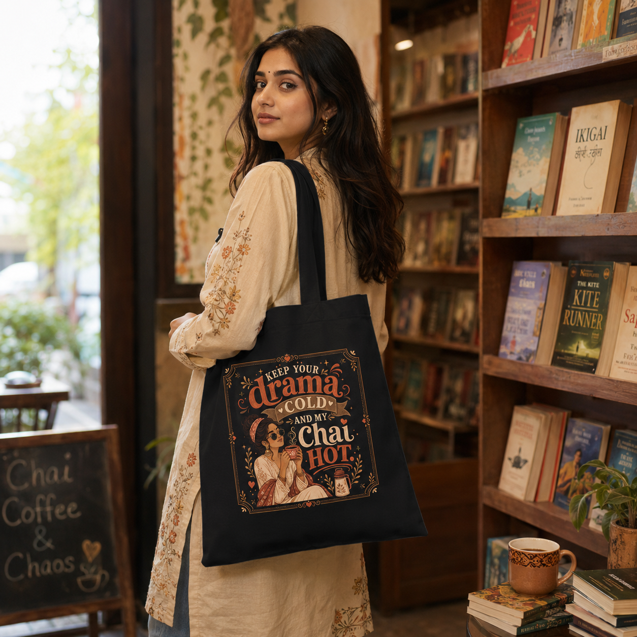 “Keep Your Drama Cold and My Chai Hot” Canvas Tote Bag