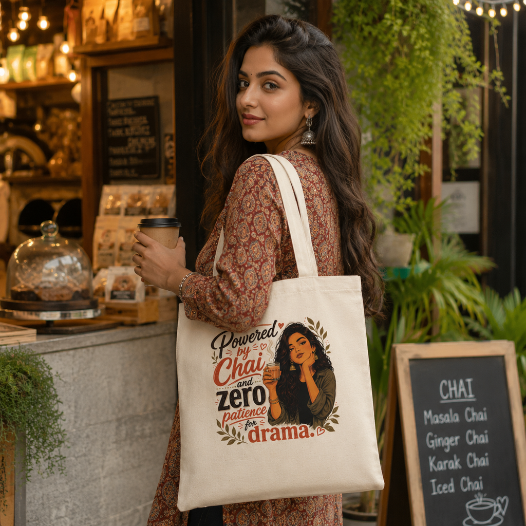 “Powered by Chai” Canvas Tote Bag