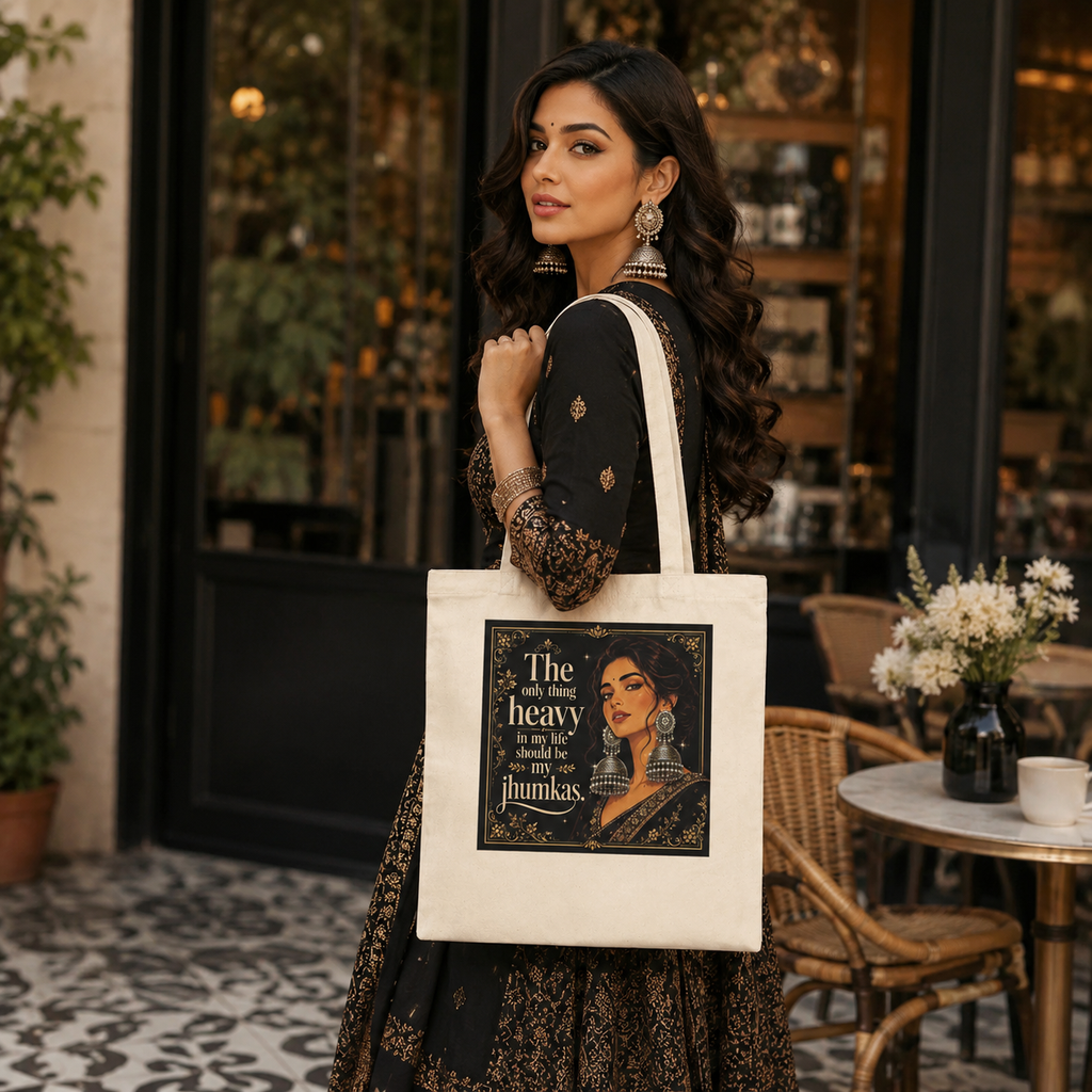 “The Only Thing Heavy in My Life Should Be My Jhumkas” Canvas Tote