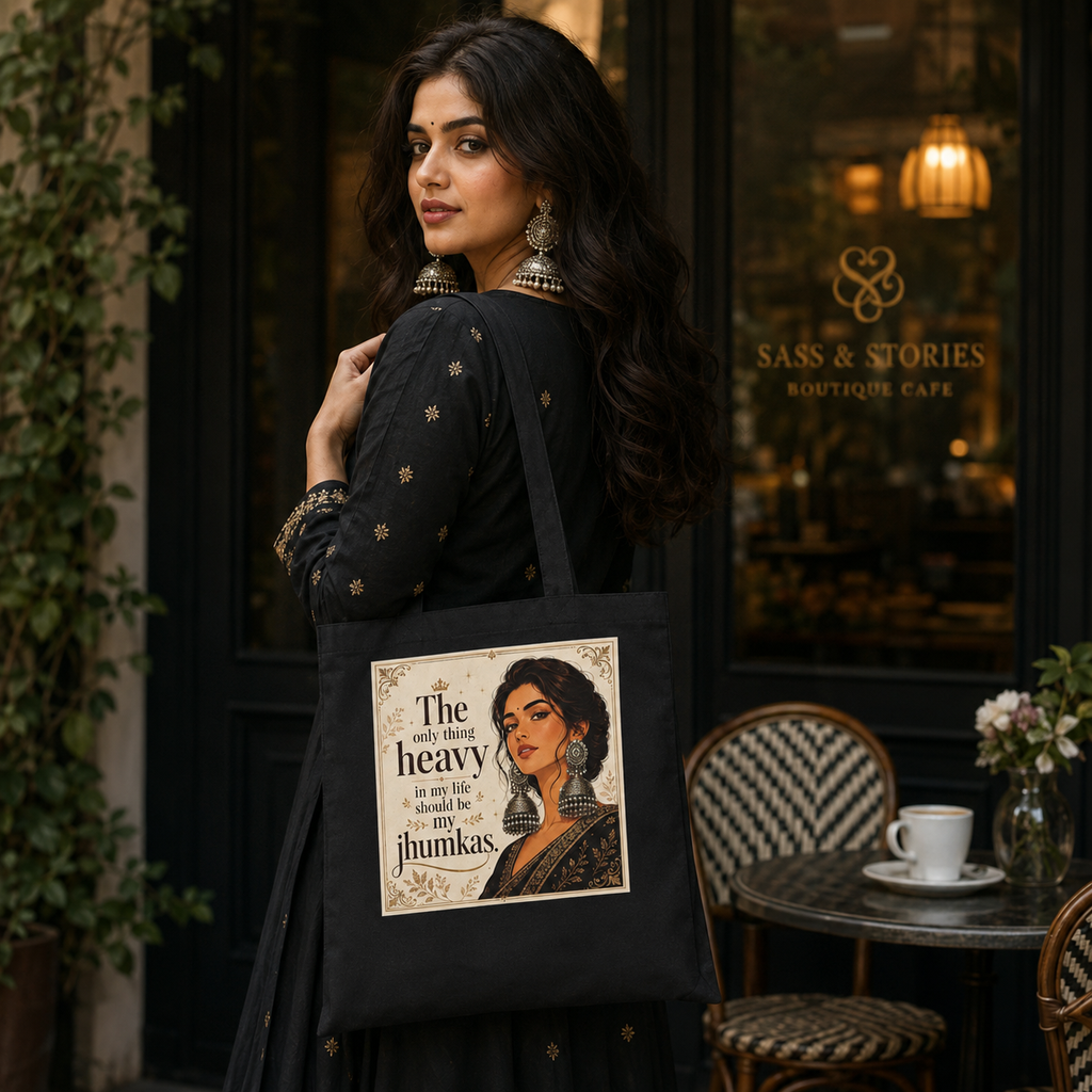 “The Only Thing Heavy in My Life Should Be My Jhumkas” Canvas Tote