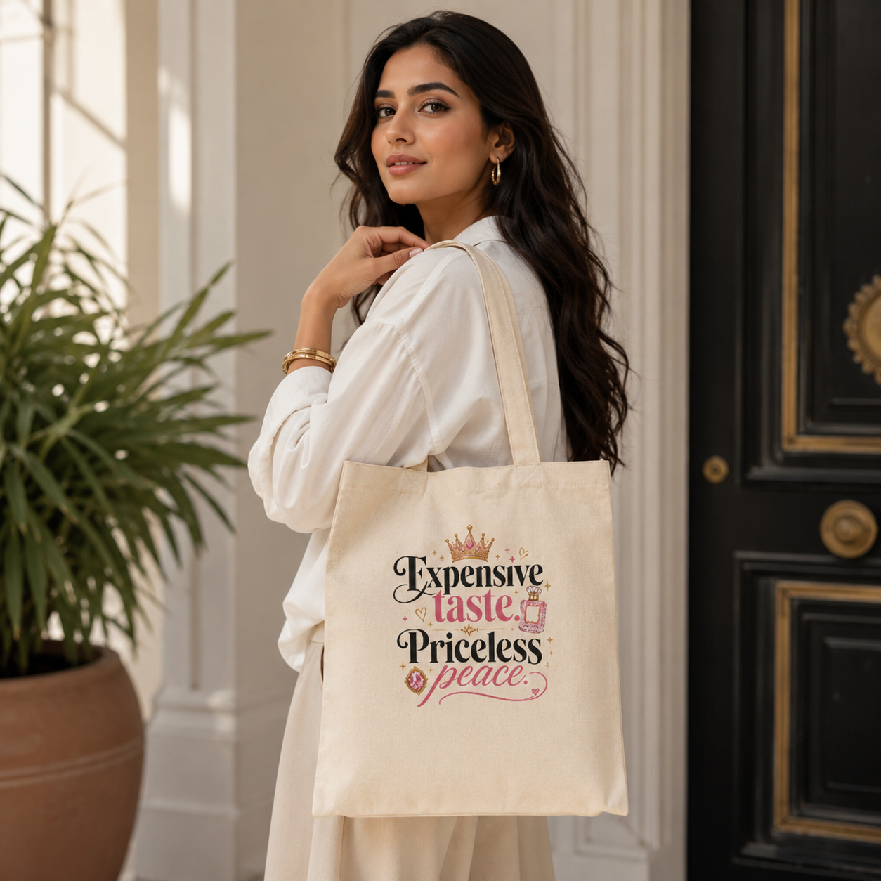 “Expensive Taste, Priceless Peace” Canvas Tote