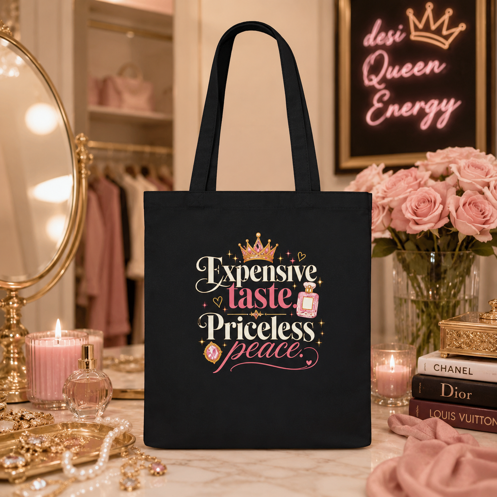 “Expensive Taste, Priceless Peace” Canvas Tote