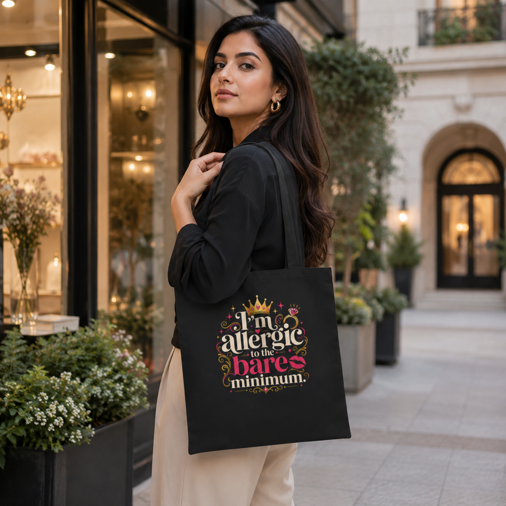 “I’m Allergic to the Bare Minimum” Statement Tote Bag