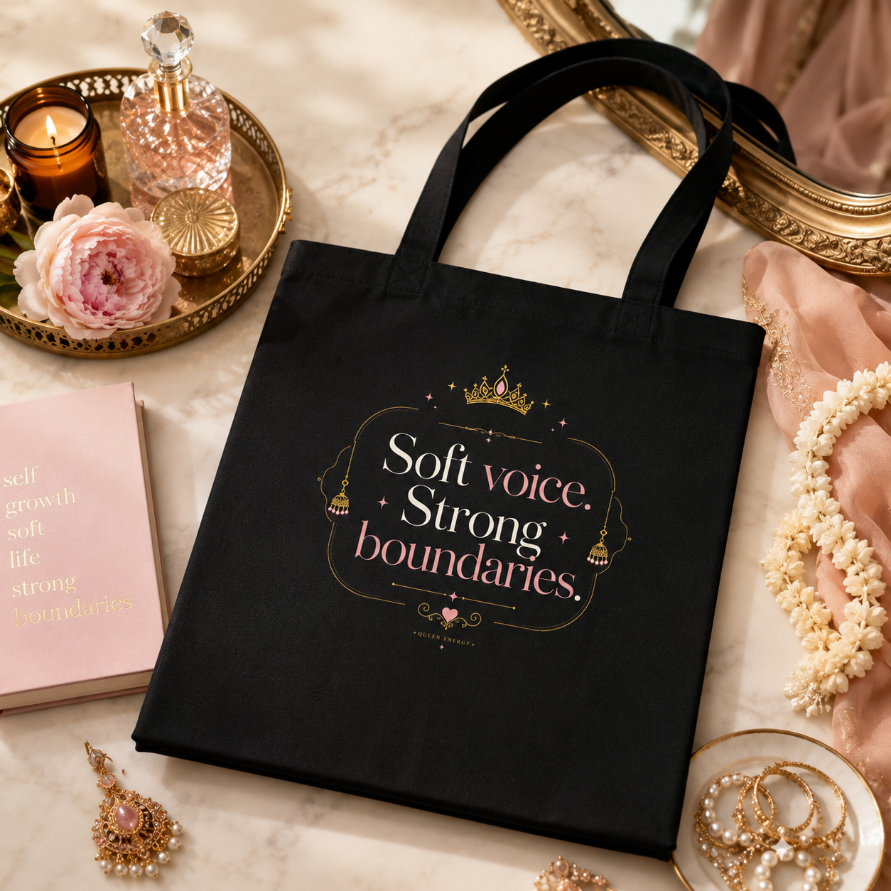 “Soft Voice. Strong Boundaries.” Canvas Tote