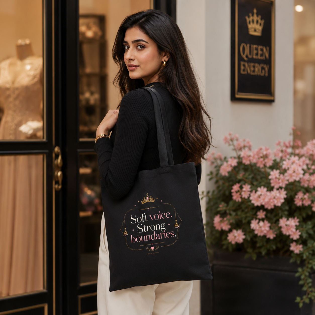 “Soft Voice. Strong Boundaries.” Canvas Tote