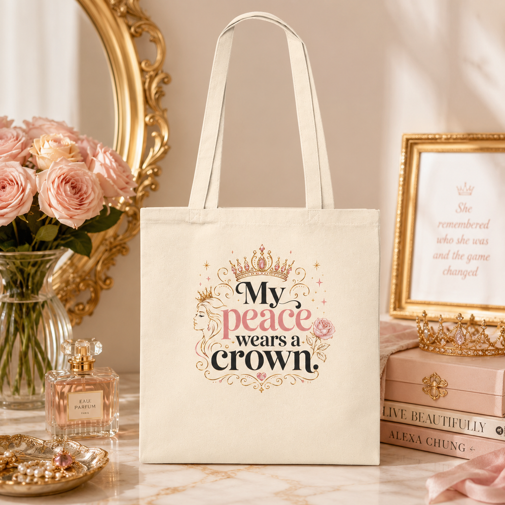 “My Peace Wears a Crown” Canvas Tote