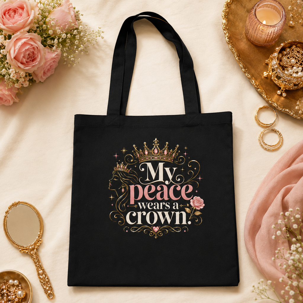 “My Peace Wears a Crown” Canvas Tote