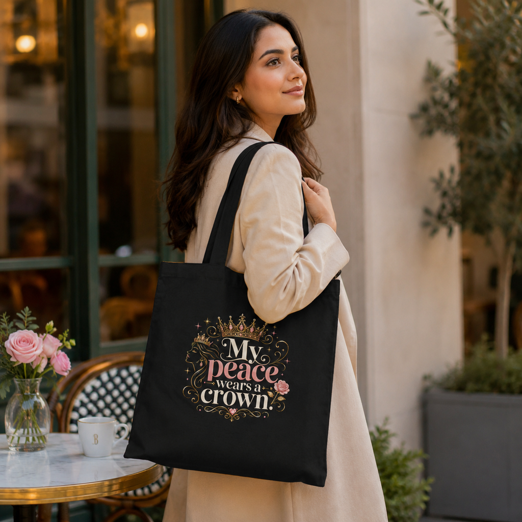 “My Peace Wears a Crown” Canvas Tote