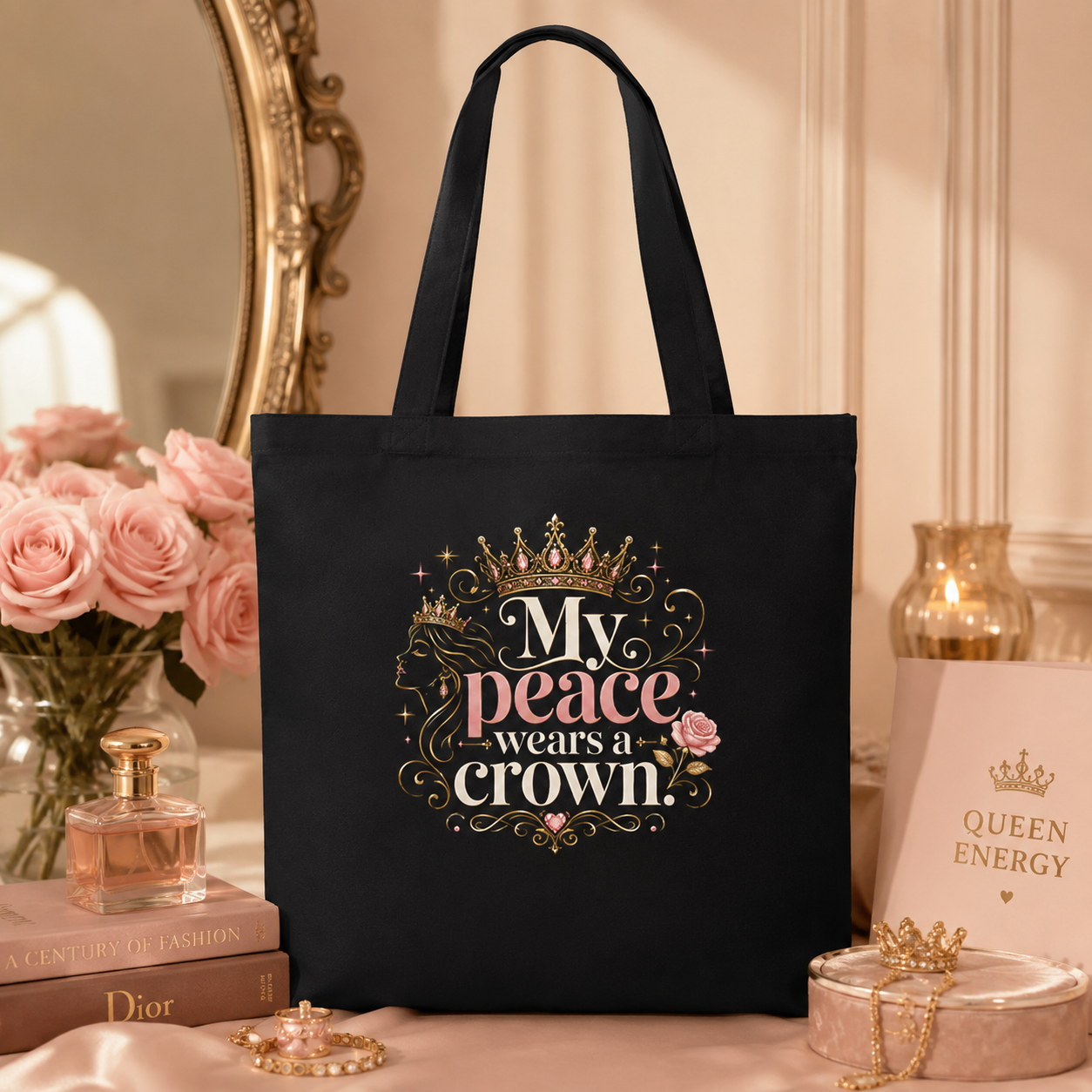 “My Peace Wears a Crown” Canvas Tote