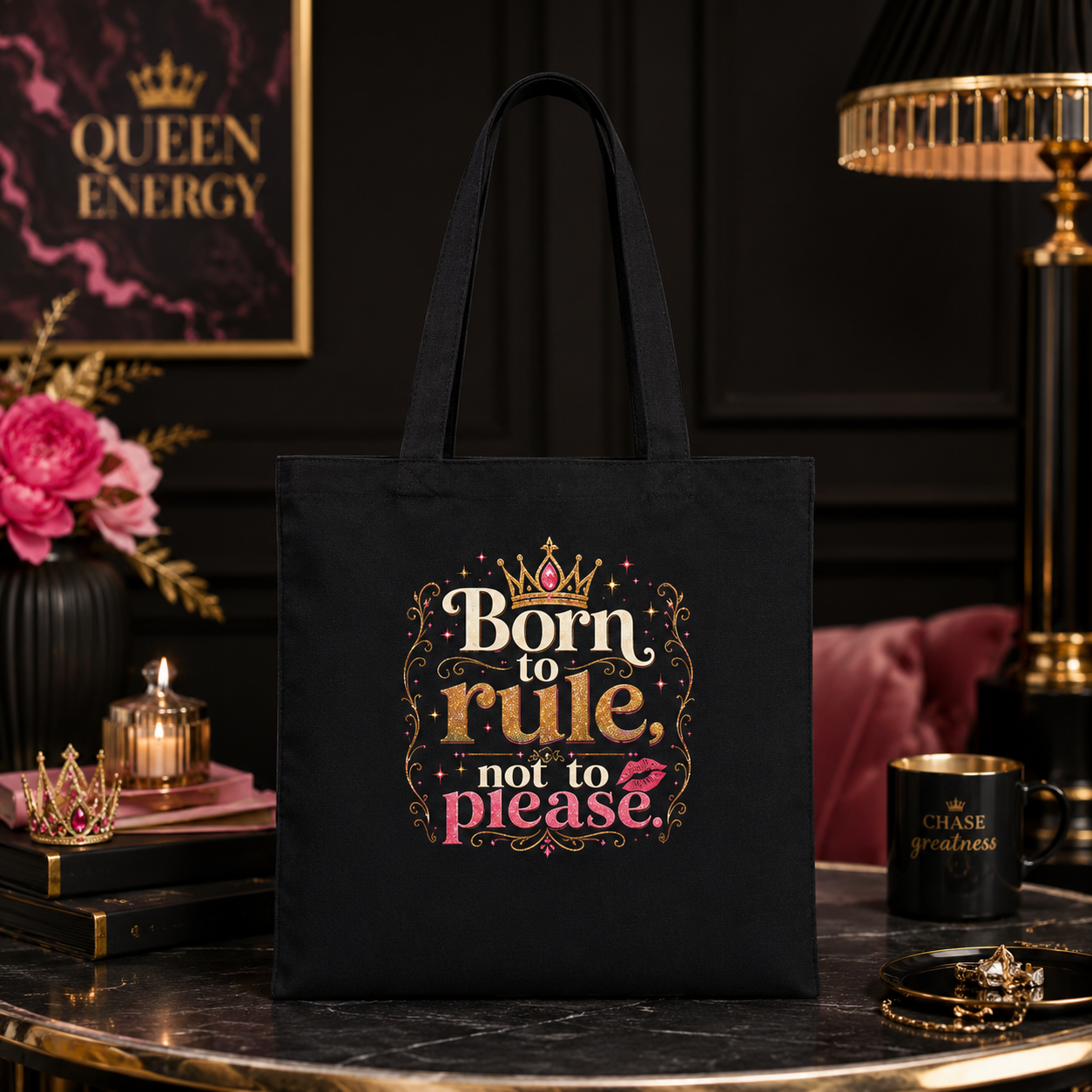 “Born to Rule, Not to Please” Canvas Tote