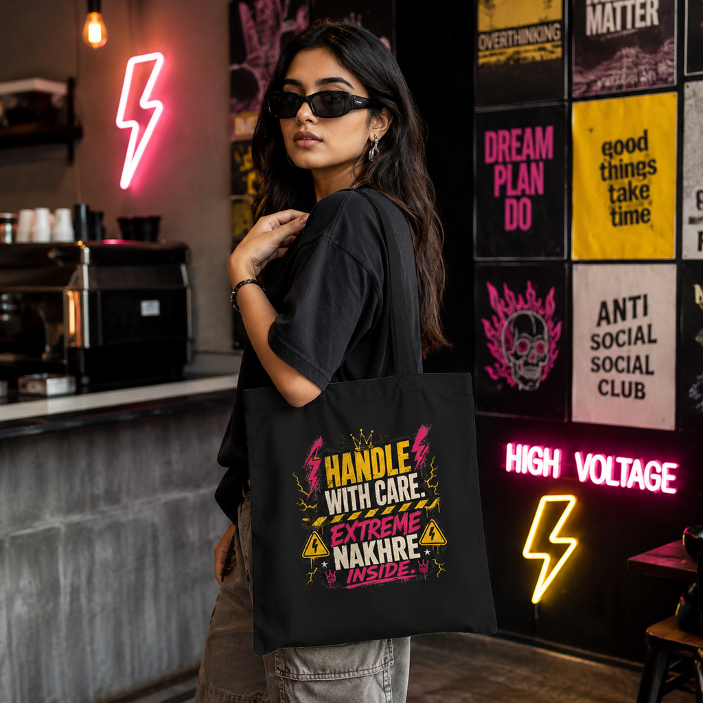 “Handle With Care. Extreme Nakhre Inside.” Tote Bag