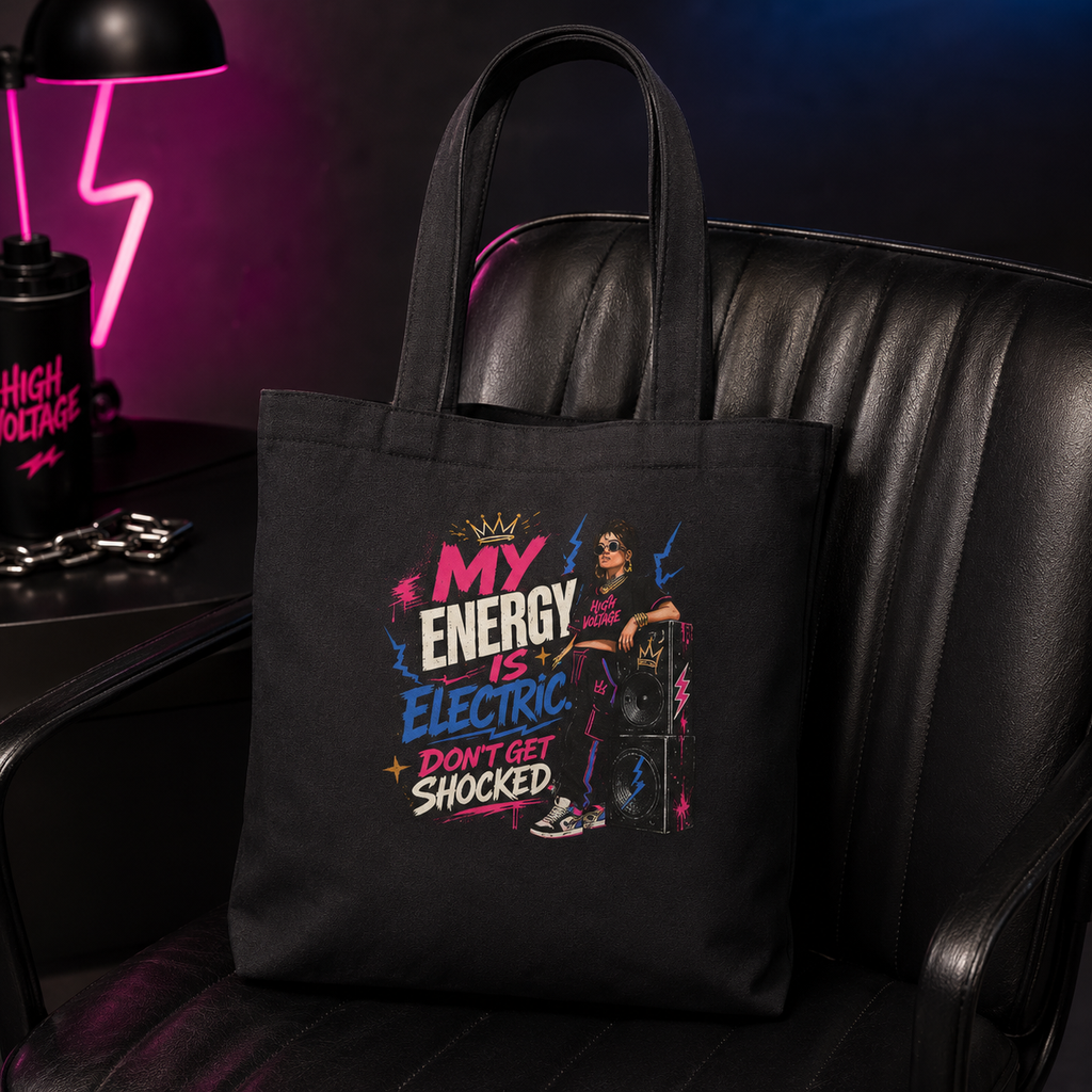“My Energy Is Electric. Don’t Get Shocked.” Tote Bag