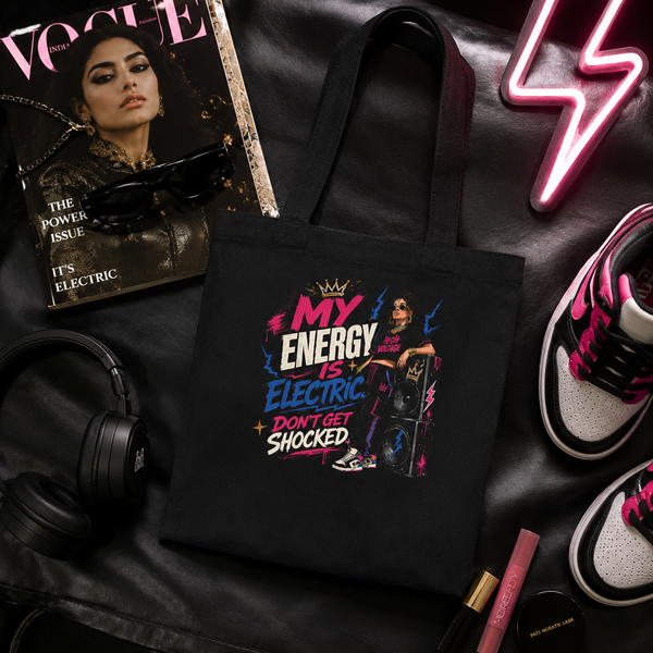 “My Energy Is Electric. Don’t Get Shocked.” Tote Bag