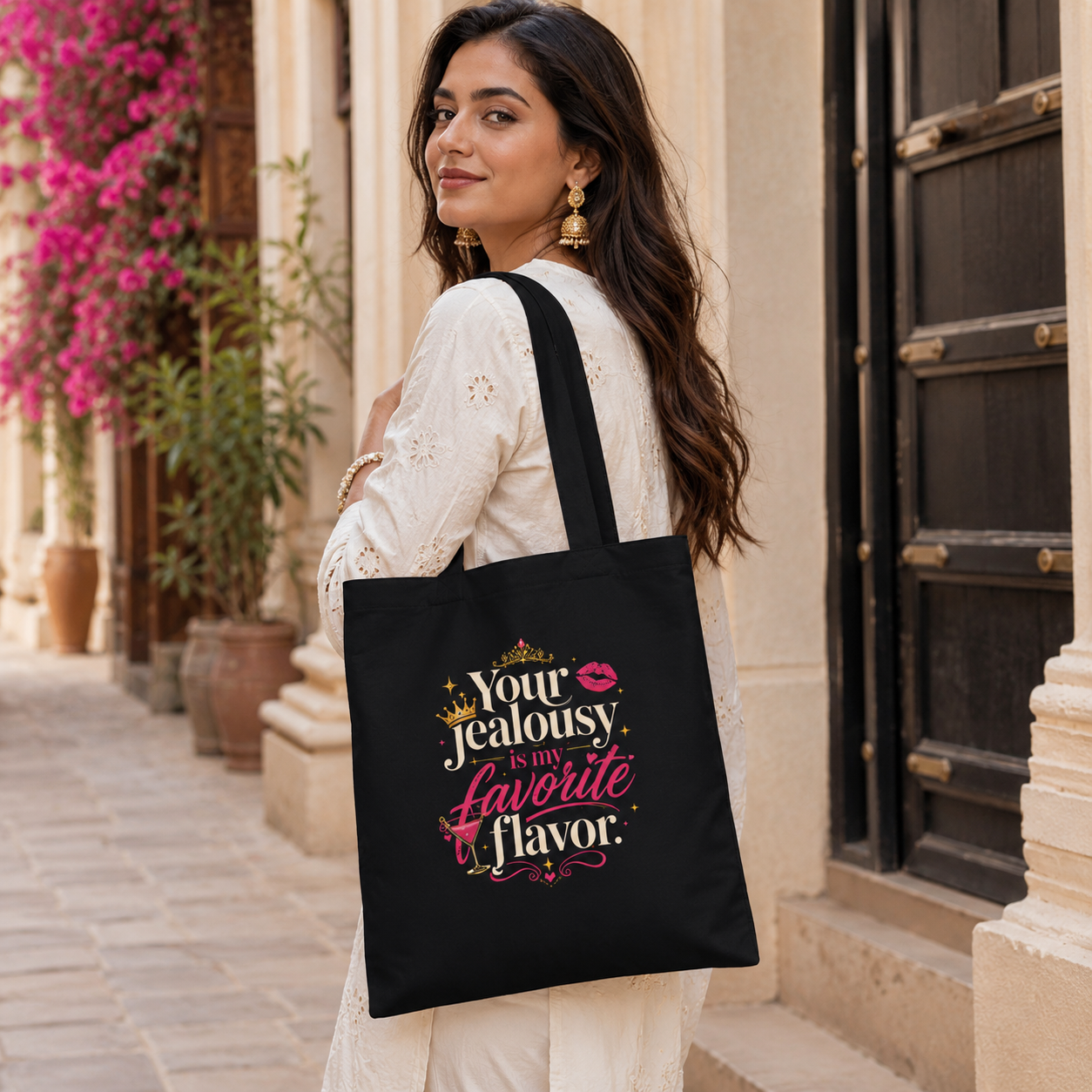 “Your Jealousy Is My Favorite Flavor” Statement Tote Bag