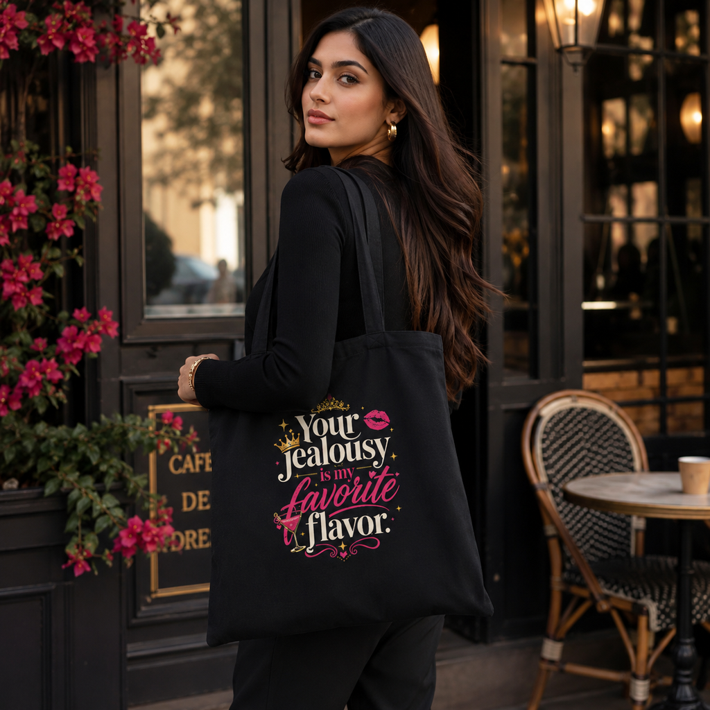 “Your Jealousy Is My Favorite Flavor” Statement Tote Bag