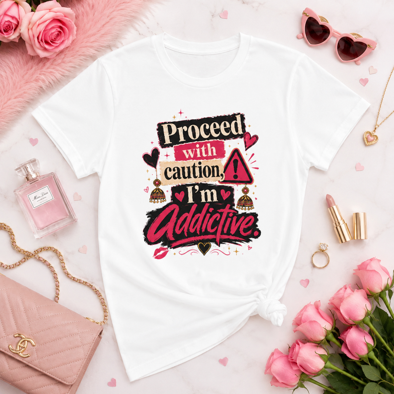“Proceed With Caution, I’m Addictive” Graphic Tee