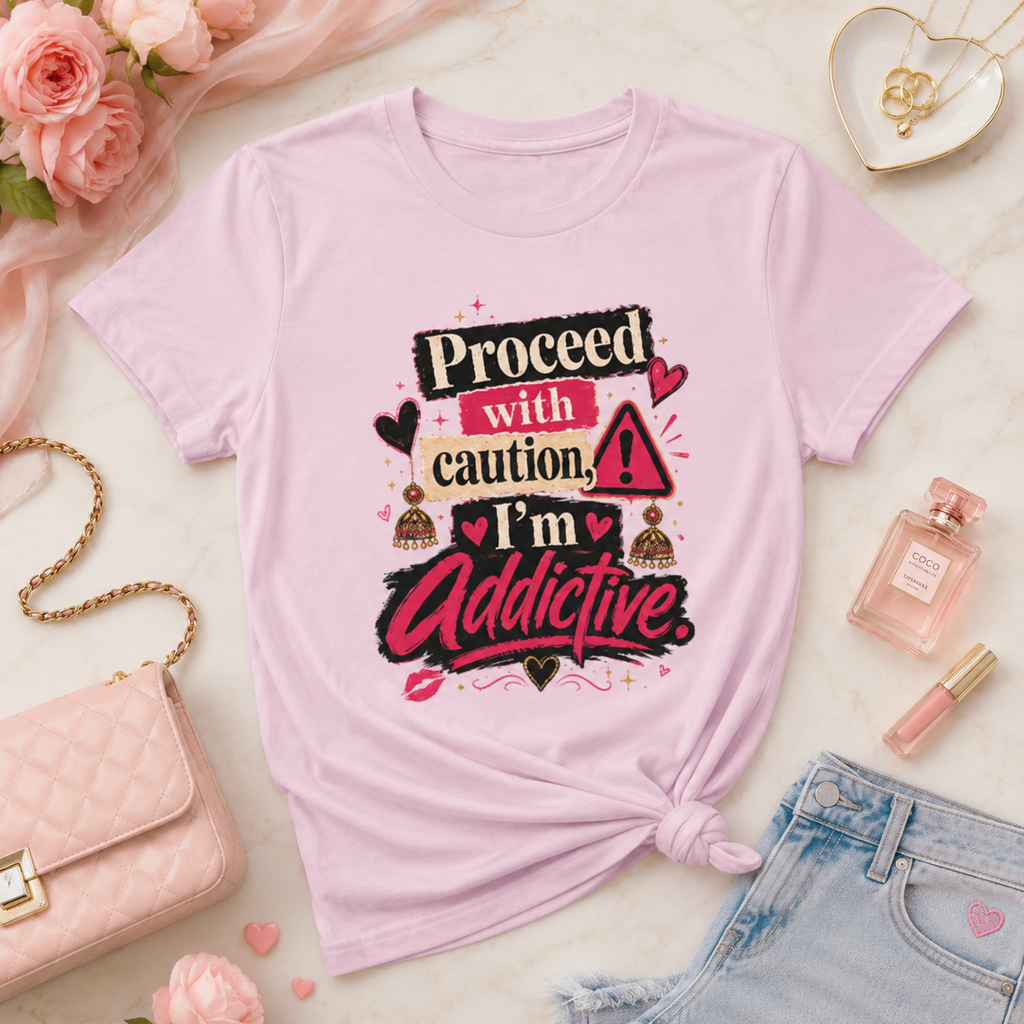“Proceed With Caution, I’m Addictive” Graphic Tee
