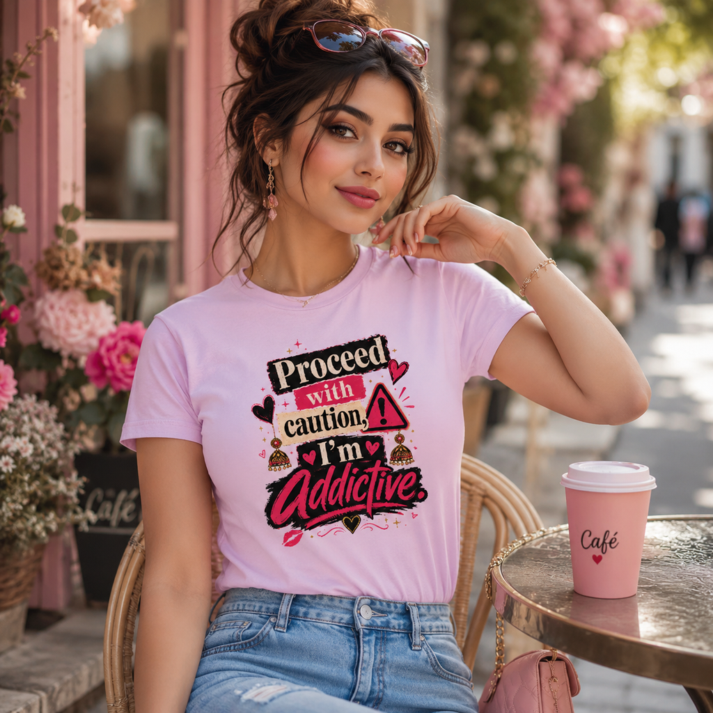 “Proceed With Caution, I’m Addictive” Graphic Tee