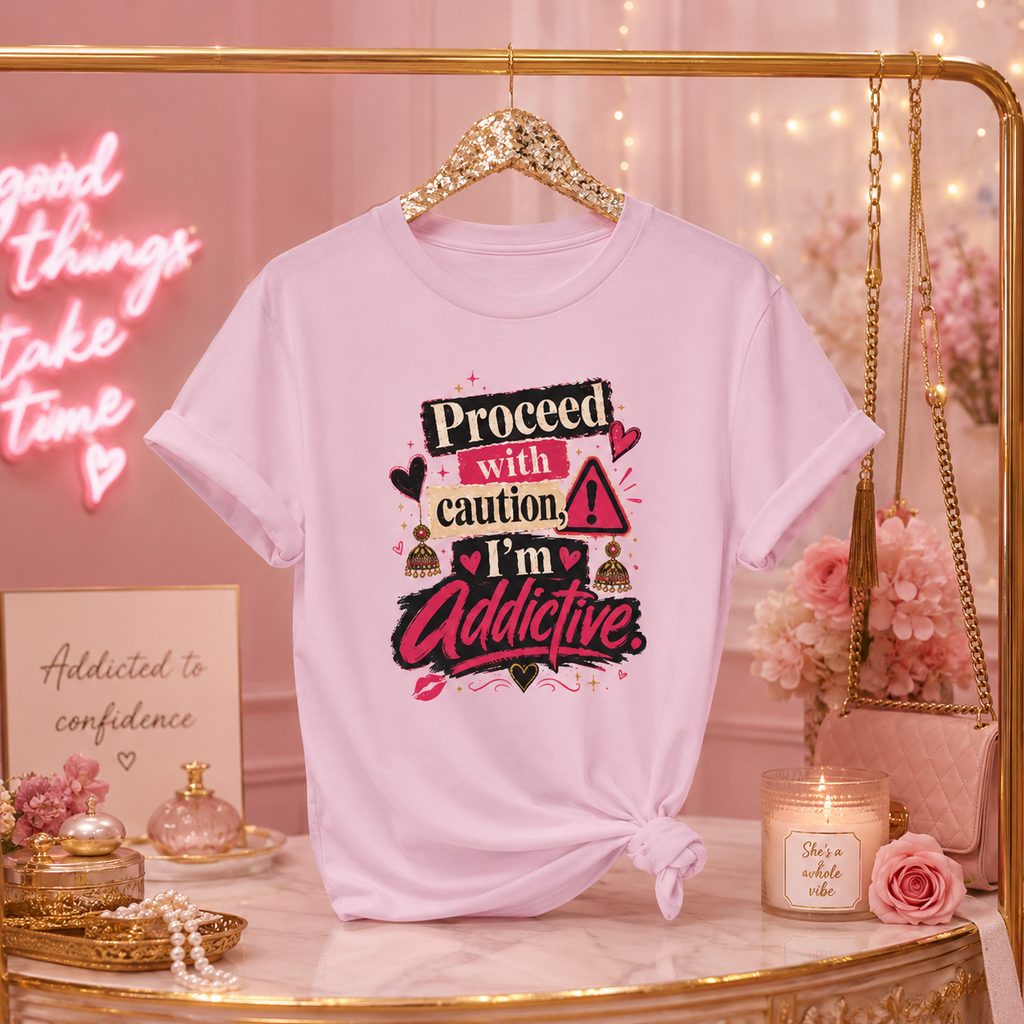 “Proceed With Caution, I’m Addictive” Graphic Tee