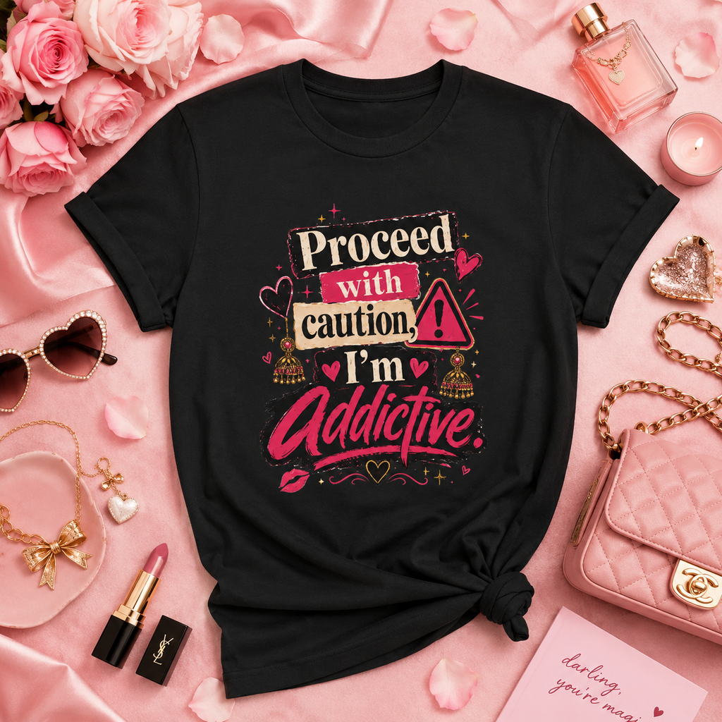 “Proceed With Caution, I’m Addictive” Graphic Tee
