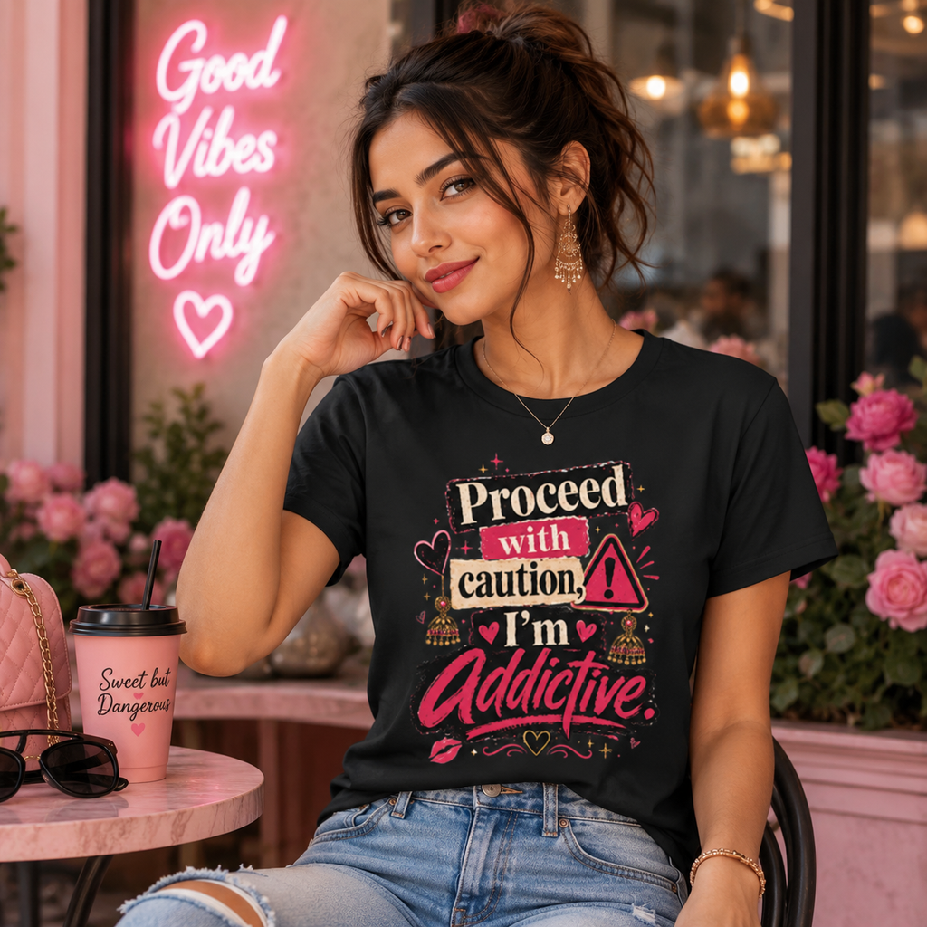 “Proceed With Caution, I’m Addictive” Graphic Tee